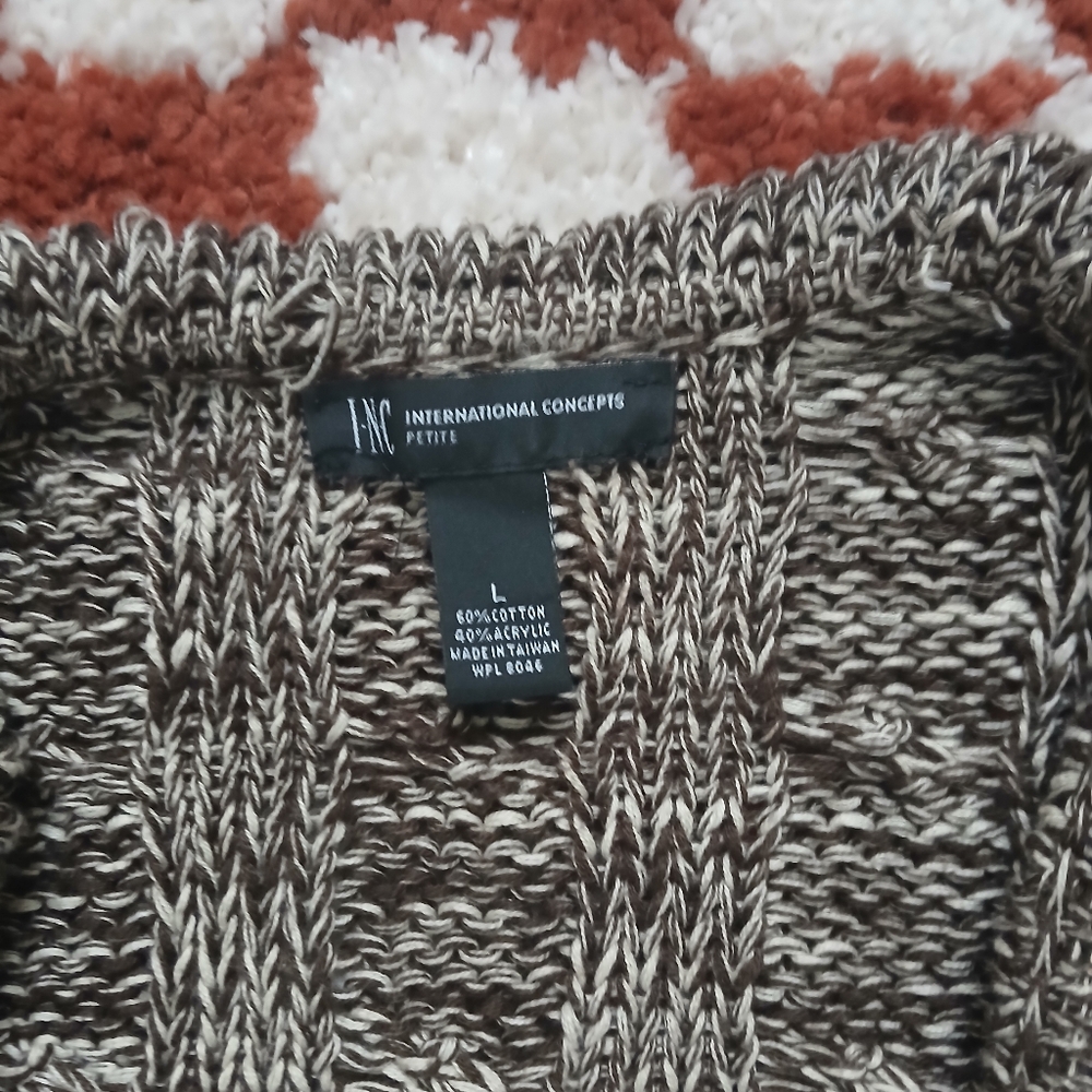 Vintage INC Ruffled Brown Cardigan - Picture 2 of 8